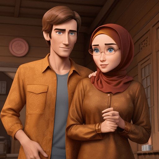 AI generated: Disney Pixar film poster, a man with short hair, handsome and kind wearing a brown long-sleeved bati...