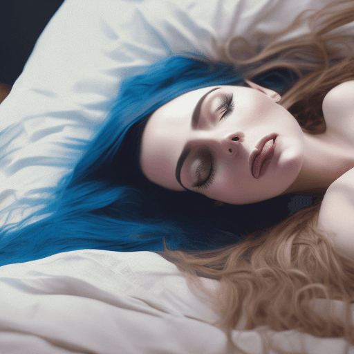 AI generated: a woman with long hair laying in bed, in the style of yigal ozeri, anamorphic lens flare, bella kota...