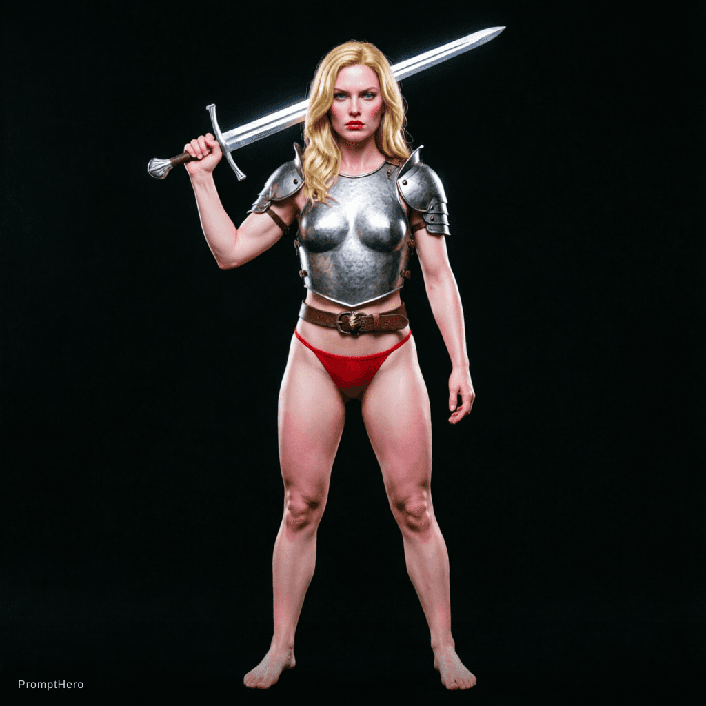AI generated: A very beautiful and well-proportioned blonde woman with very fair, rosy skin, Caucasian, with long ...
