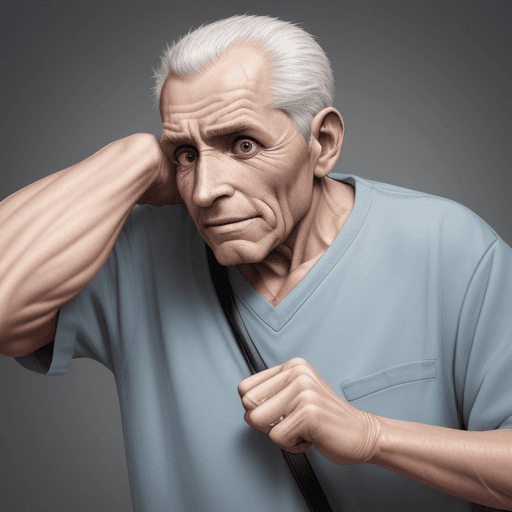 AI generated: realistic older man, joint pain, arthritis, osteochondrosis.