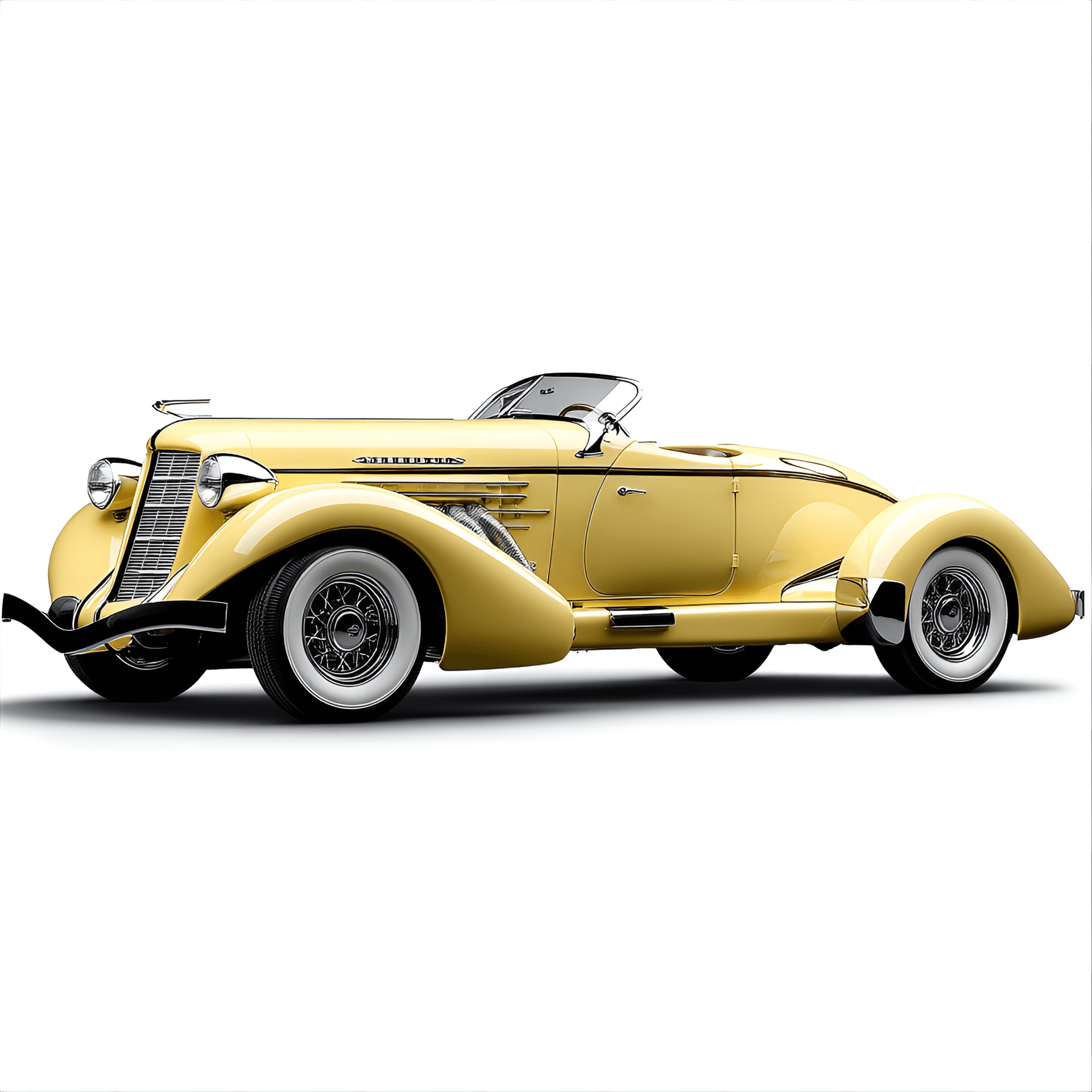 AI generated: 1936 Auburn Speedster clipart, illustrated with its long hood, flowing fenders, and iconic
boattail...