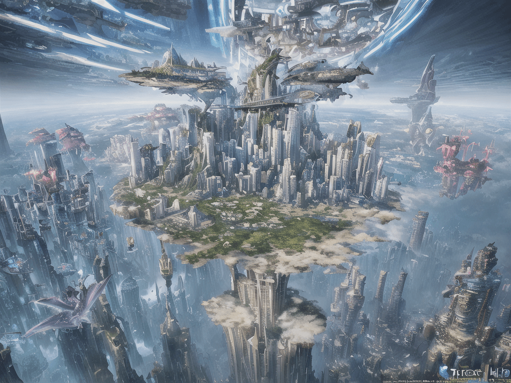 AI generated: a world within a world::5 ultra realistic fantasy art, ultra detailed::3 Futuristic, homes in sky, f...