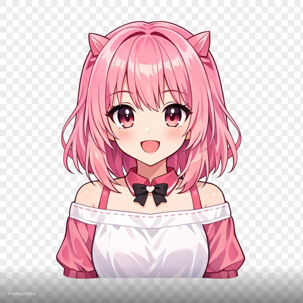 AI generated: a simple pink hair pngtuber anime