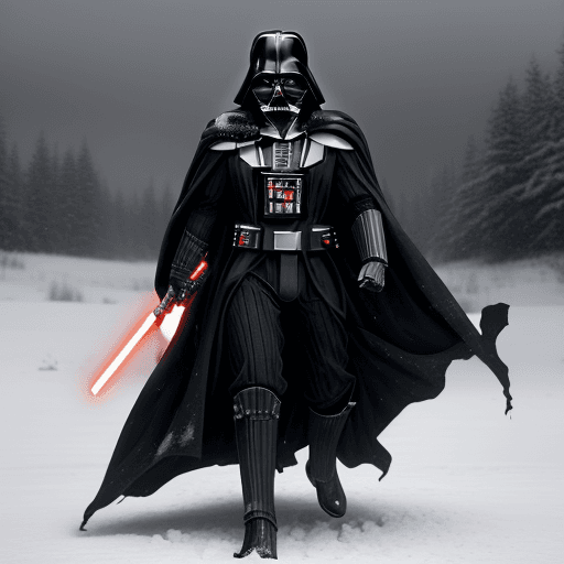 AI generated: star wars darth vader wallpaper, in the style of snow scenes, stylish costume design, war photograph...