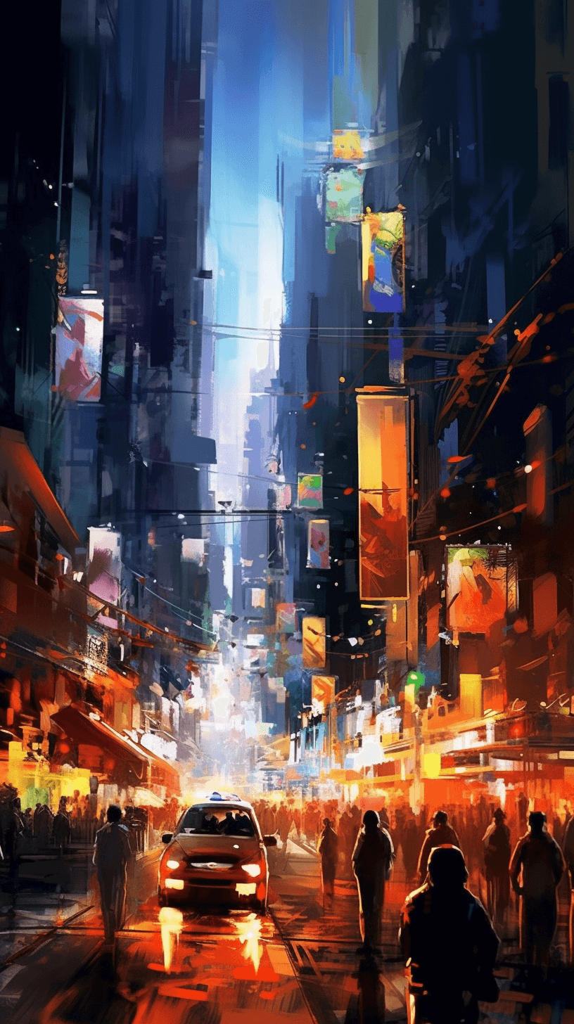 AI generated: Vibrant, bustling cityscape in the futuristic city, evolving, 3D, vibrant lighting, Urban Studio, Ad...