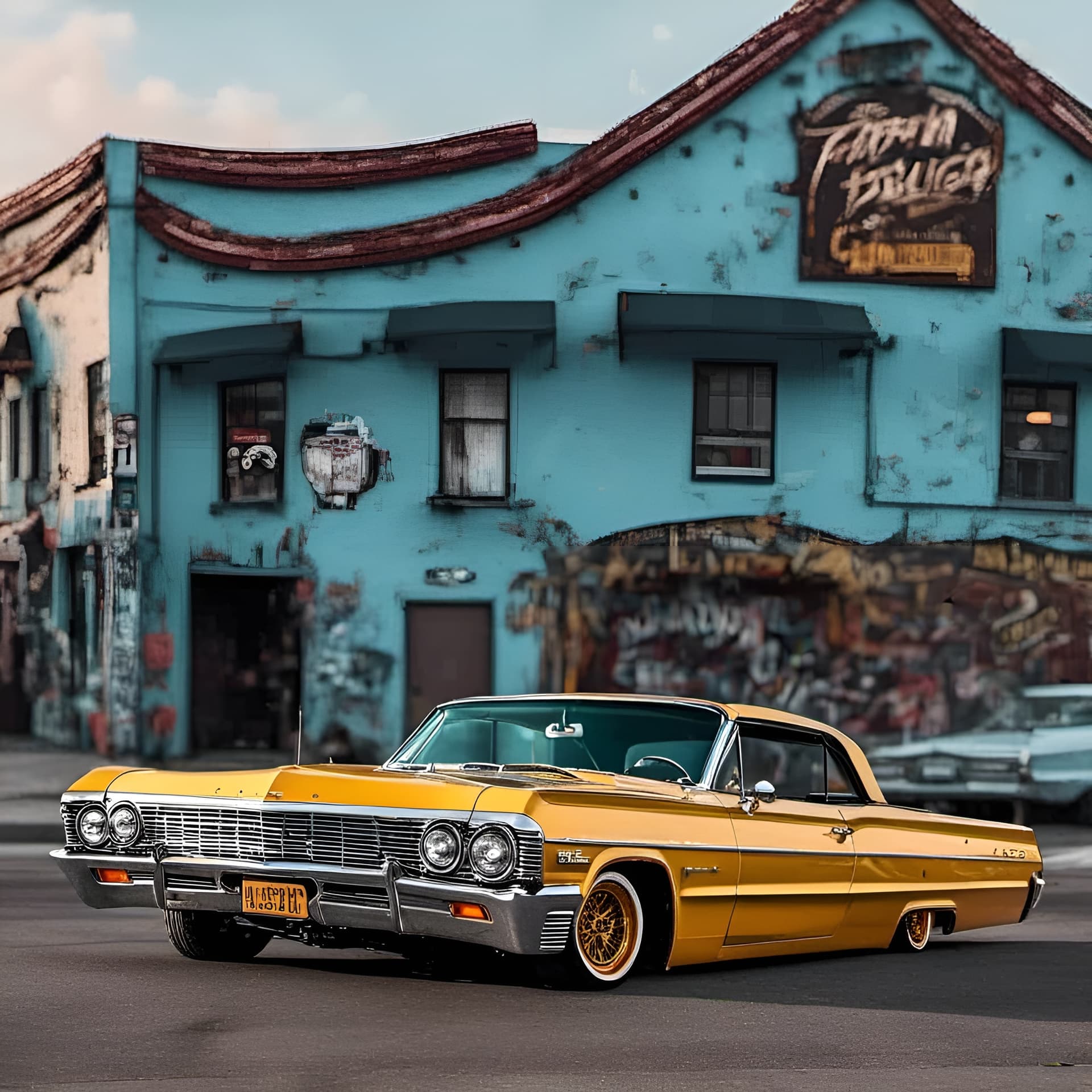 AI generated: full wide view of a lowrider laying down low on the street of a city <lora:lowrider:1.0>, ultra qual...