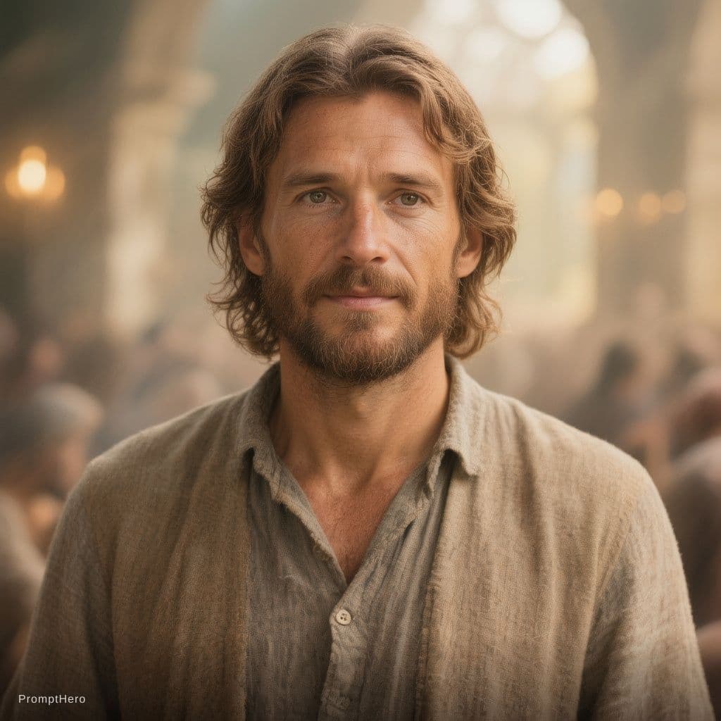 AI generated: Una imagen del tiempo de Jesus, que dice a sus discipulos les doy un nuevo mandamiento que se amen l...