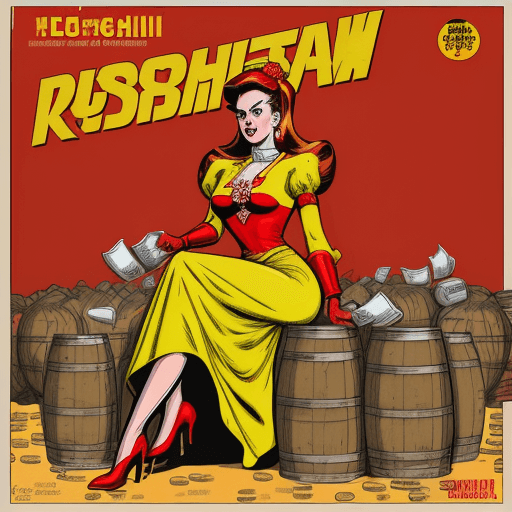 AI generated: A poster in the style of a retro comic book depicting a Russian woman, in a kokoshnik, an extremely ...