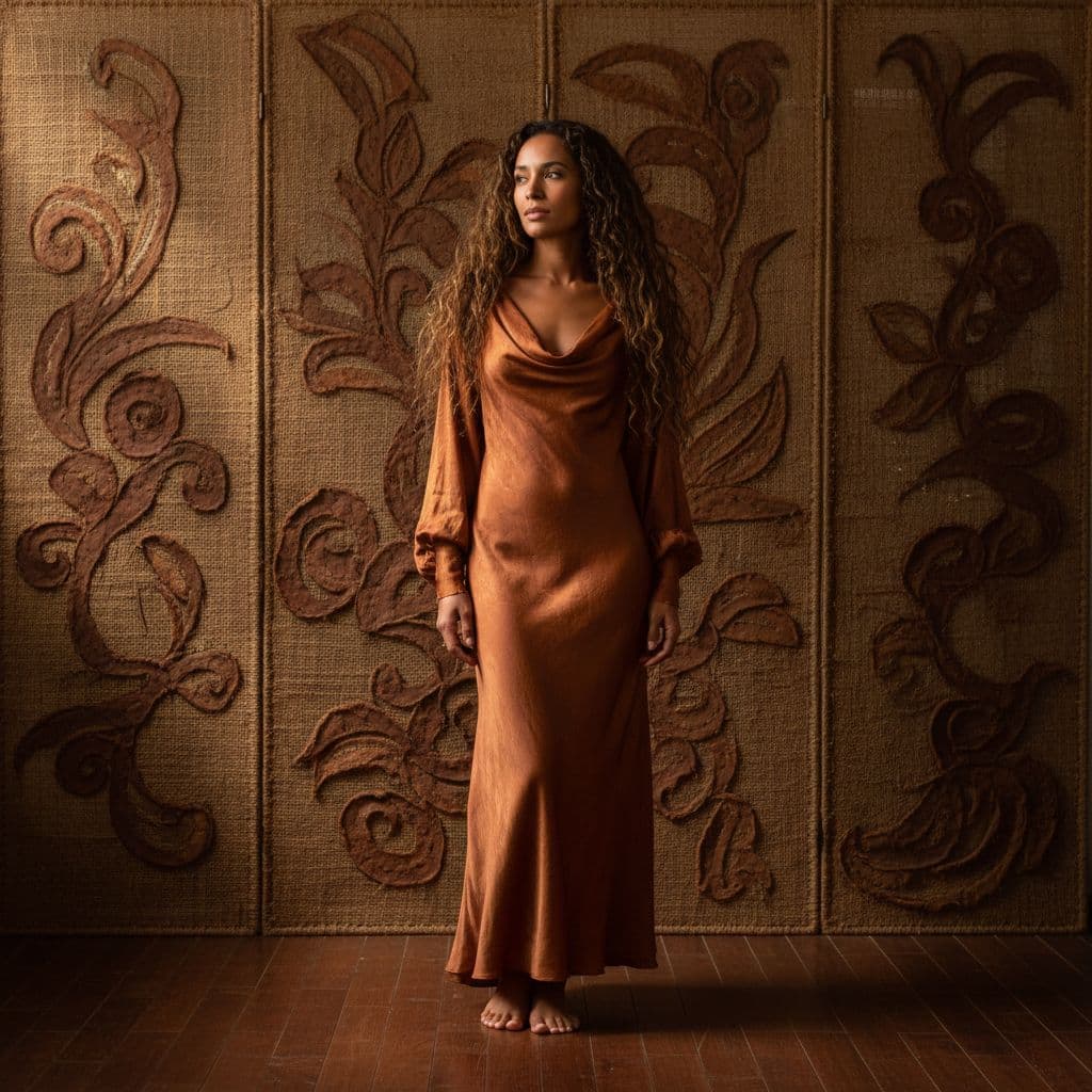 AI generated: Make her brown screen with long curly hair
