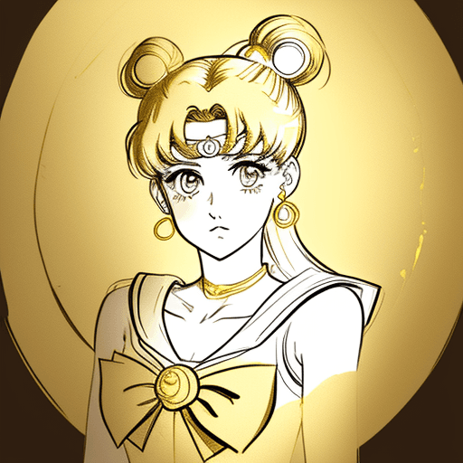 AI generated: sailor moon sketch, gold background