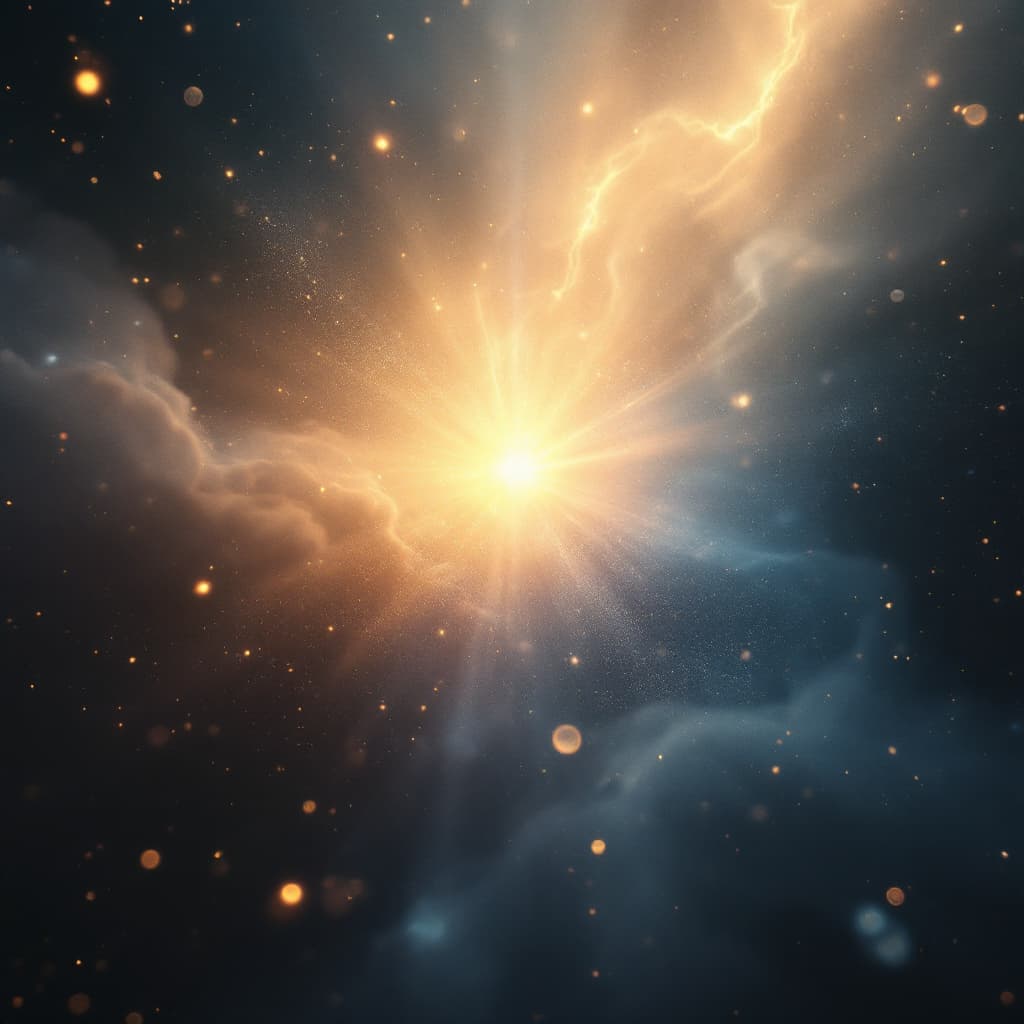 AI generated: A fine art, hyper-realistic, cinematic image  of a bright light in universe.

The lighting is soft a...