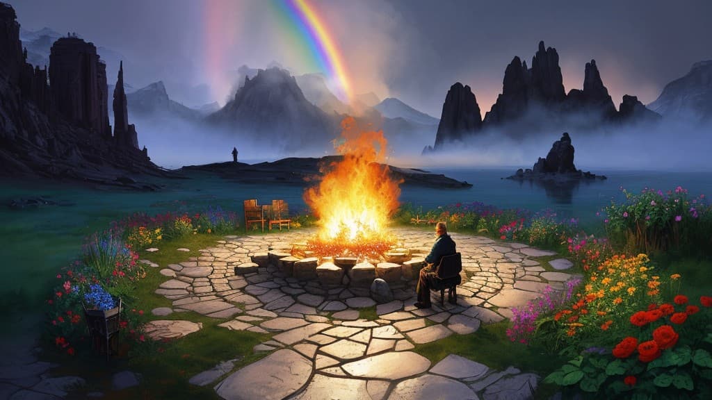 AI generated: shaman filling flame with bright light, photorealistic