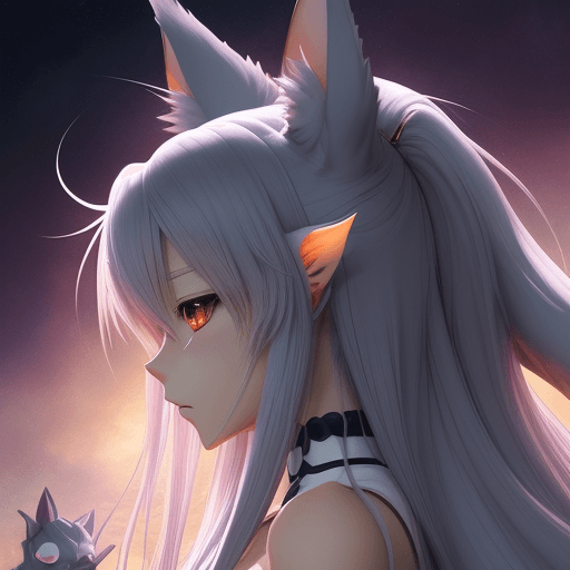 AI generated: anime, 2d, high detail anime, high detail, Kemonomimi, side body view, (lit beast ears) describes hu...