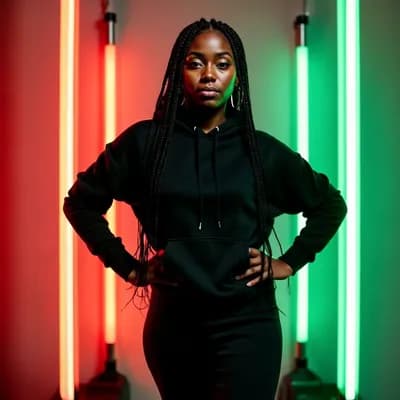 AI generated video: wide angle shot of a model walking towards the camera
