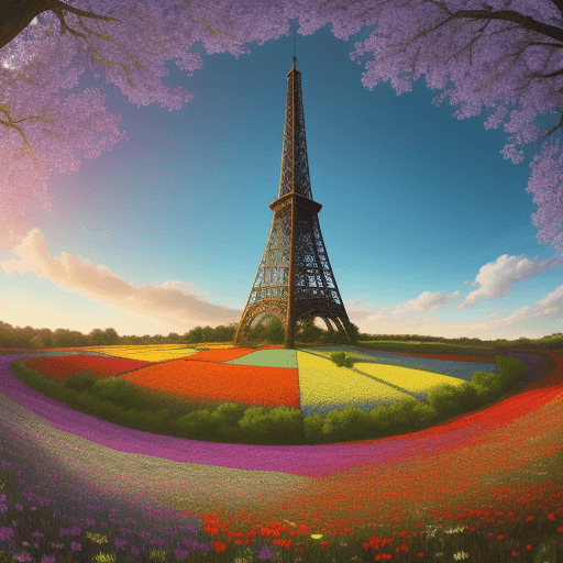 AI generated: a field of wildflowers, vivid colors, glow in sunlight, unique flowers, different sizes and colors, ...