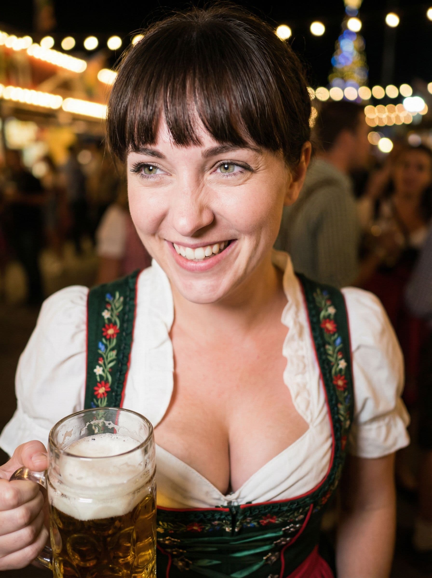 AI generated: (brunette woman), (visible huge tits:1.32), voluptuous, oiled breasts, pointy tits, bangs, fringe, p...