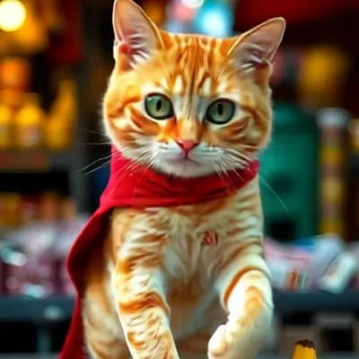 AI generated video: Cat runs and falls from Banana peel 