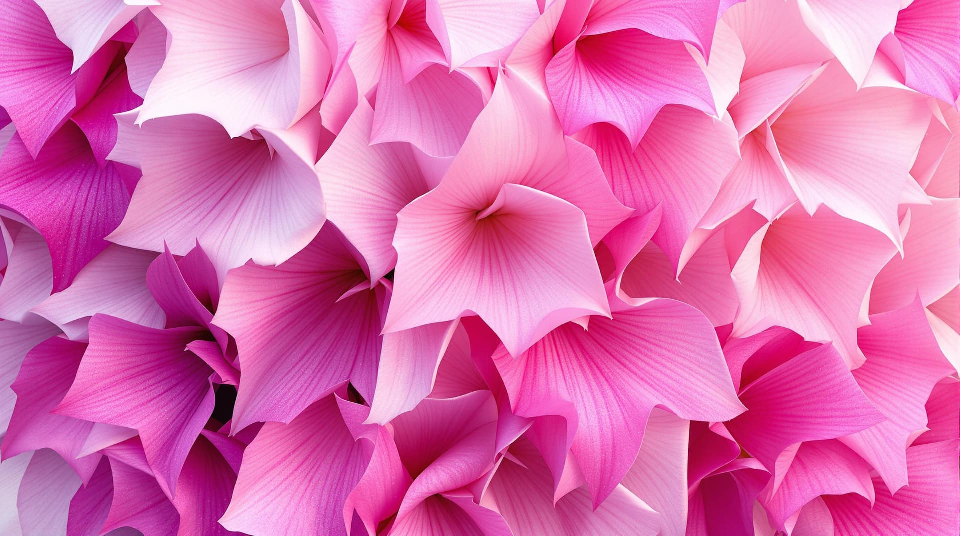 AI generated:  abstract 3d fushia species, flowers drooping downward in a natural hanging down position, multi lay...