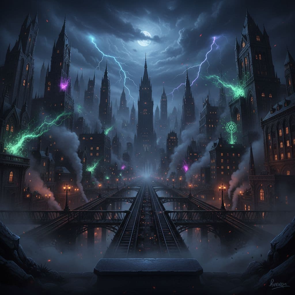 AI generated: GIVE ME A BACKGROUND FOR A ICONIC SUPERHERO POSTER WITHOUT THE HERO, DARK MOODY BACKGROUND, SMOKY, M...