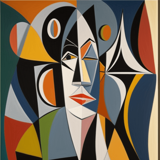 AI generated: woman, oil on canvas, in the style of Pablo Picasso, cubism, density of forms, i can't believe how b...