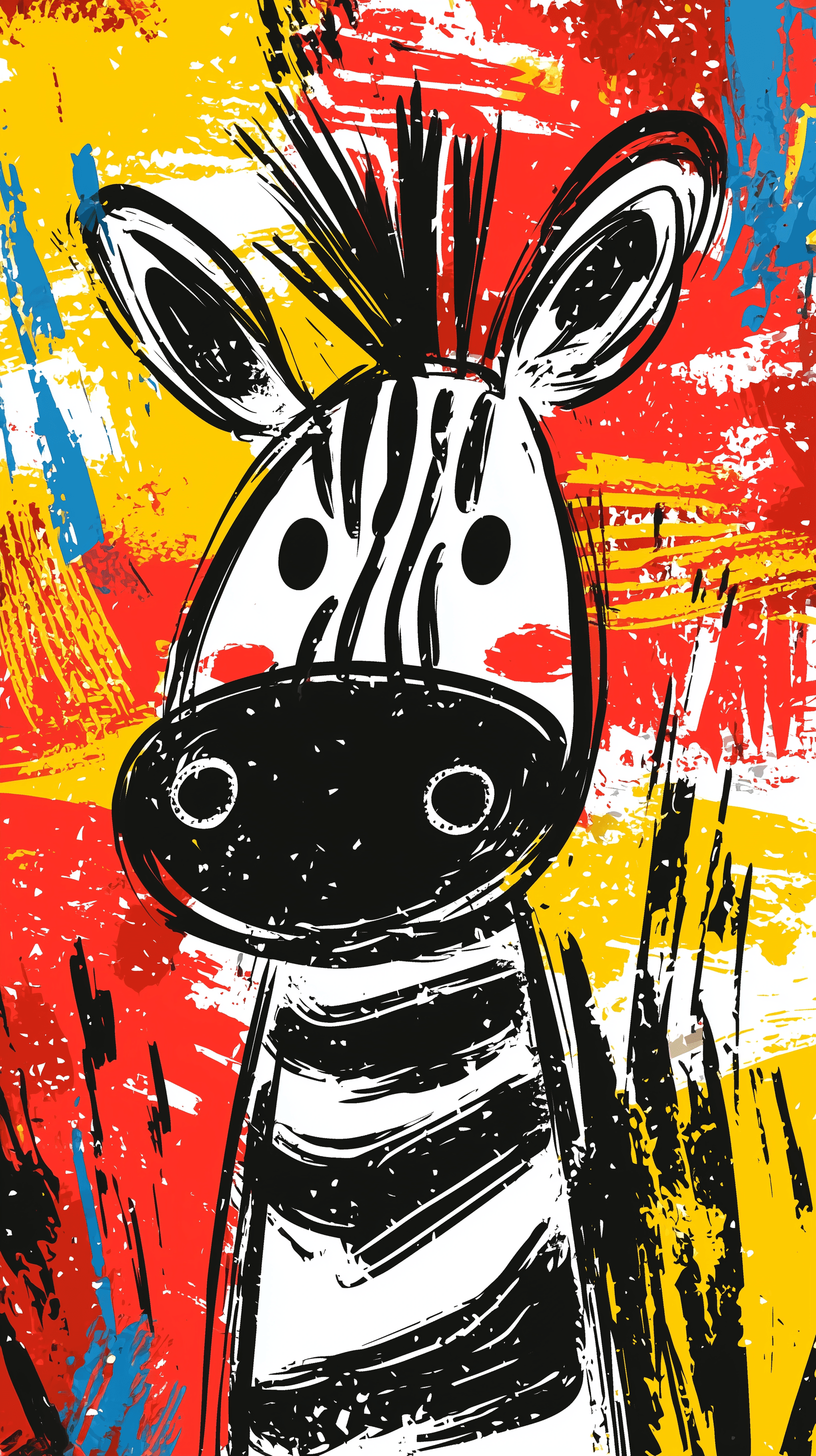 AI generated: playful doodle style illustration, zebra face, line work, chalk pastel color palette, chaotic and fu...