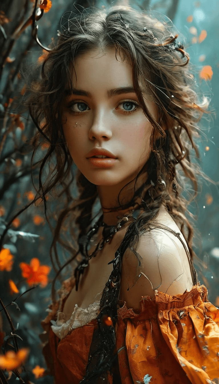 AI generated: A beautiful girl in an extreme fantasy world