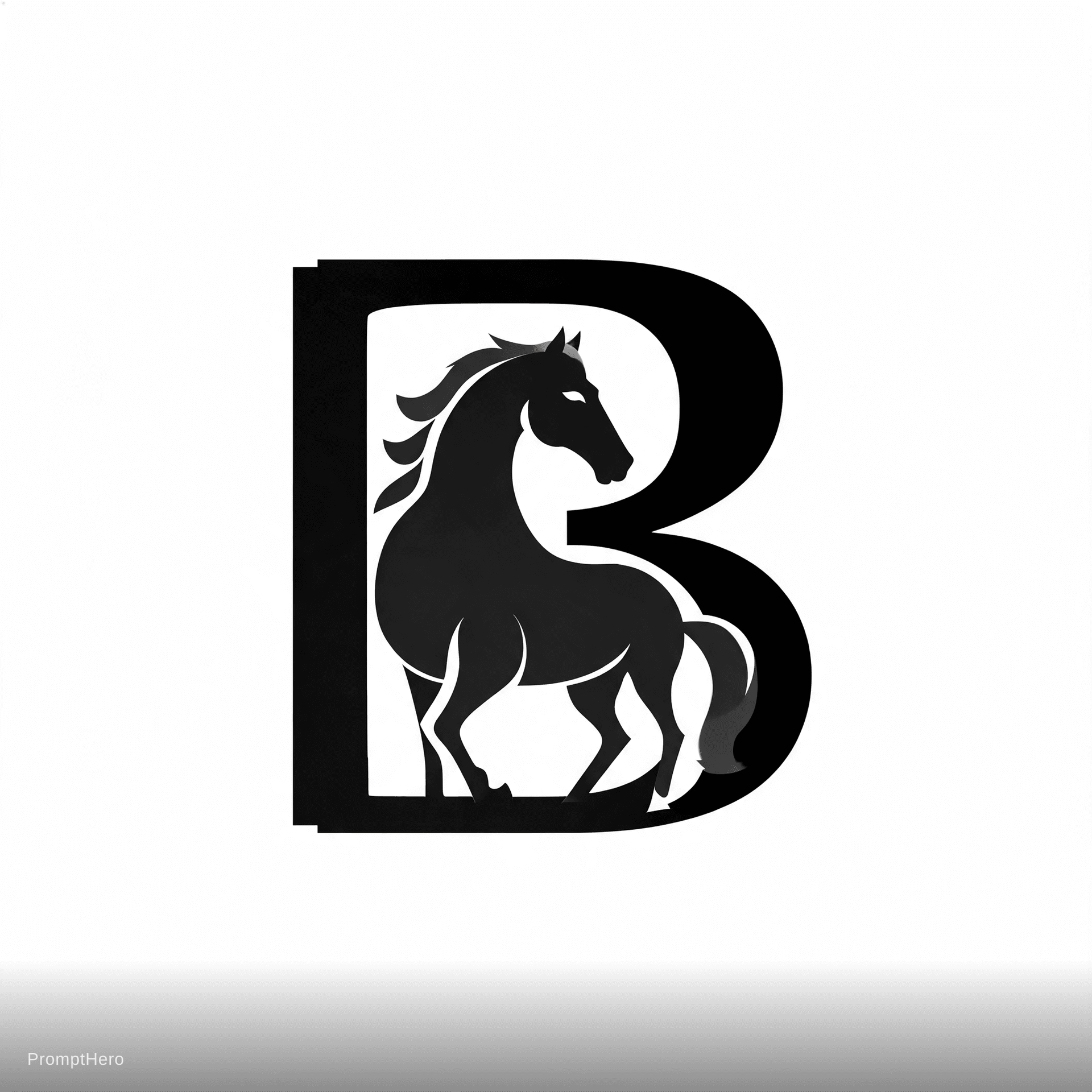 AI generated: Buraq , B bold and inside B a horse  be and horse mix and create a smart premium luxurious  logo gen...