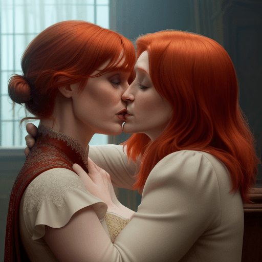 AI generated: bryce dallas howard jessica chastain kiss
