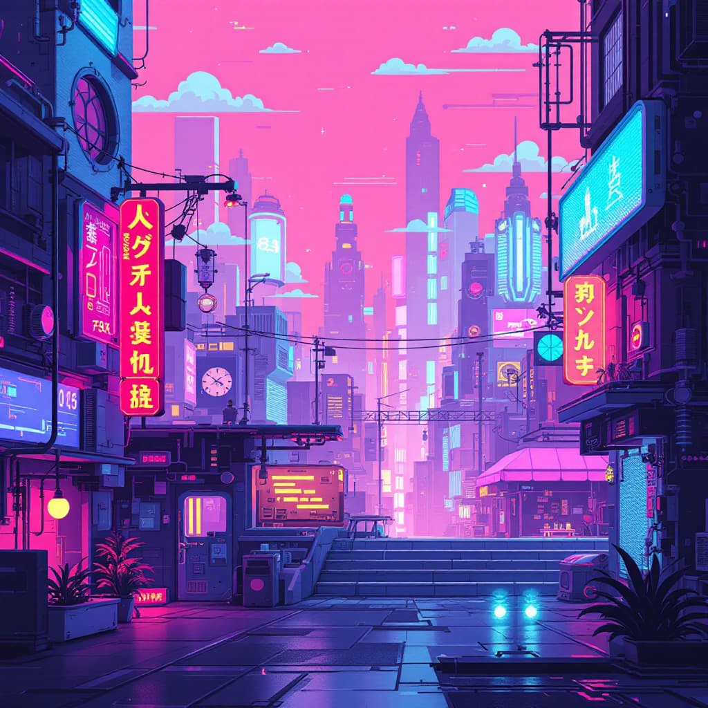 AI generated: Cute cyberpunk background
