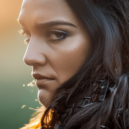 AI generated: Ultra realistic DSLR photo of a viking woman warrior, blue eyes, black long fluttering hair, sculpte...