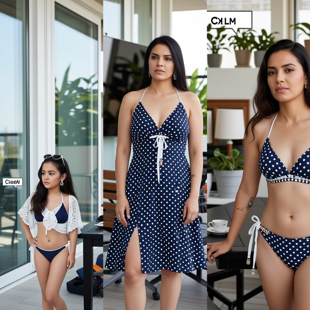 AI generated: { "image_type": "photograph", "genre": "casual_swimwear_lifestyle", "composition": { "framing": "ful...
