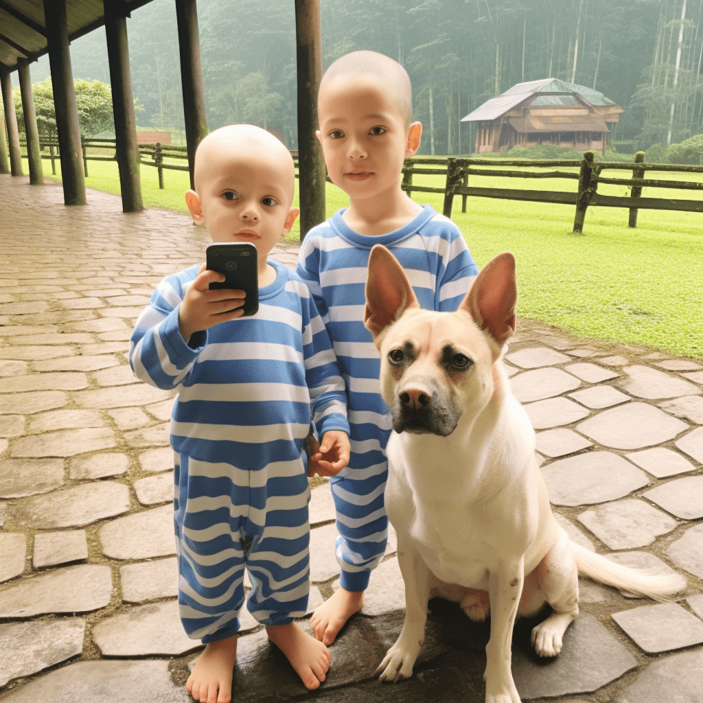 AI generated: niños en la finca con su mascota