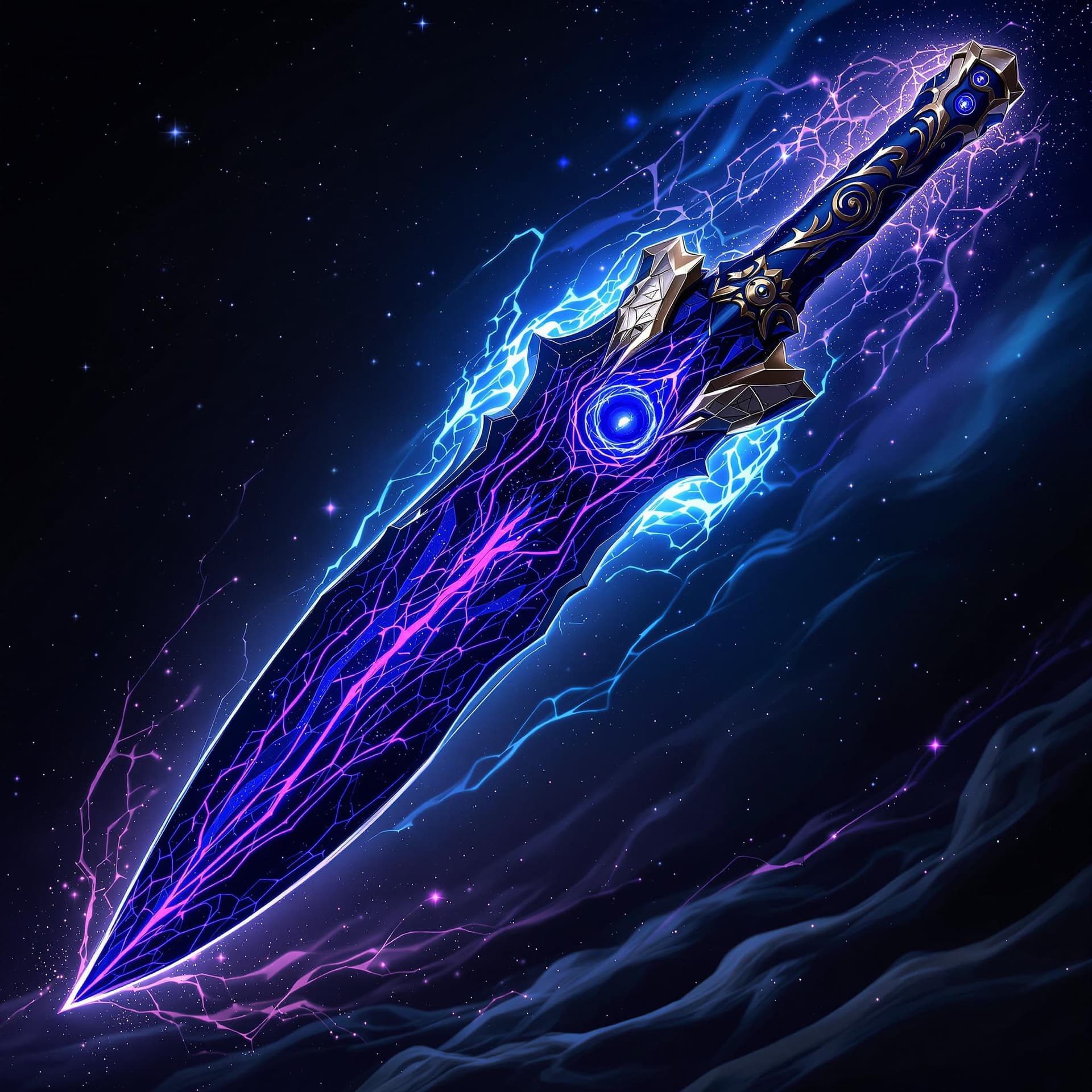 AI generated: A legendary weapon forged from the essence of the cosmos, wielding the power to control dark matter ...
