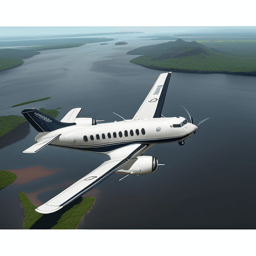 AI generated: Descreva uma cena onde um avião Cessna Grand Caravan, com o prefixo PR-MNS, está voando sobre o maje...