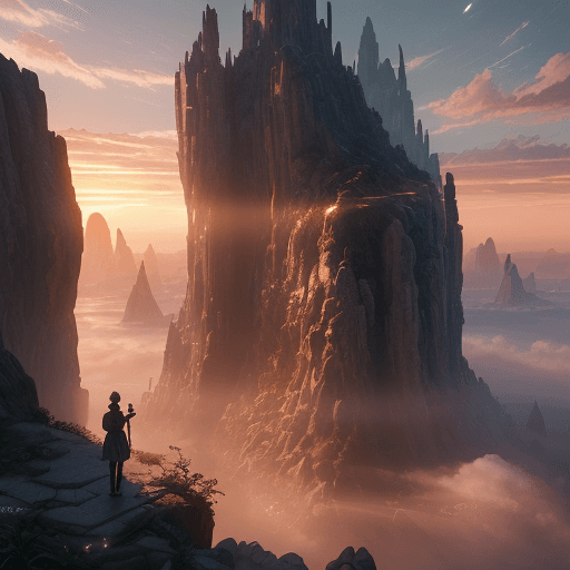 AI generated: Portrait of a fantasy portal to the future, dramatic light, faded sunrise, cinematic lighting, shatt...