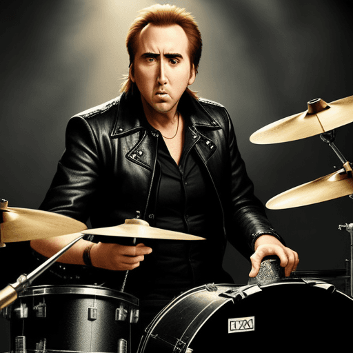 AI generated: nicolas cage playing drums