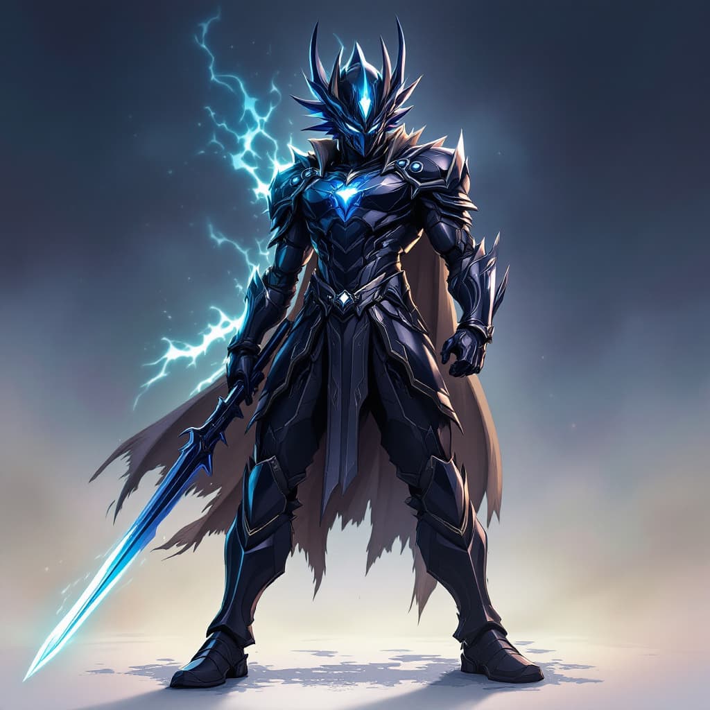 AI generated: Make photo of black luster soldier in yugioh art style