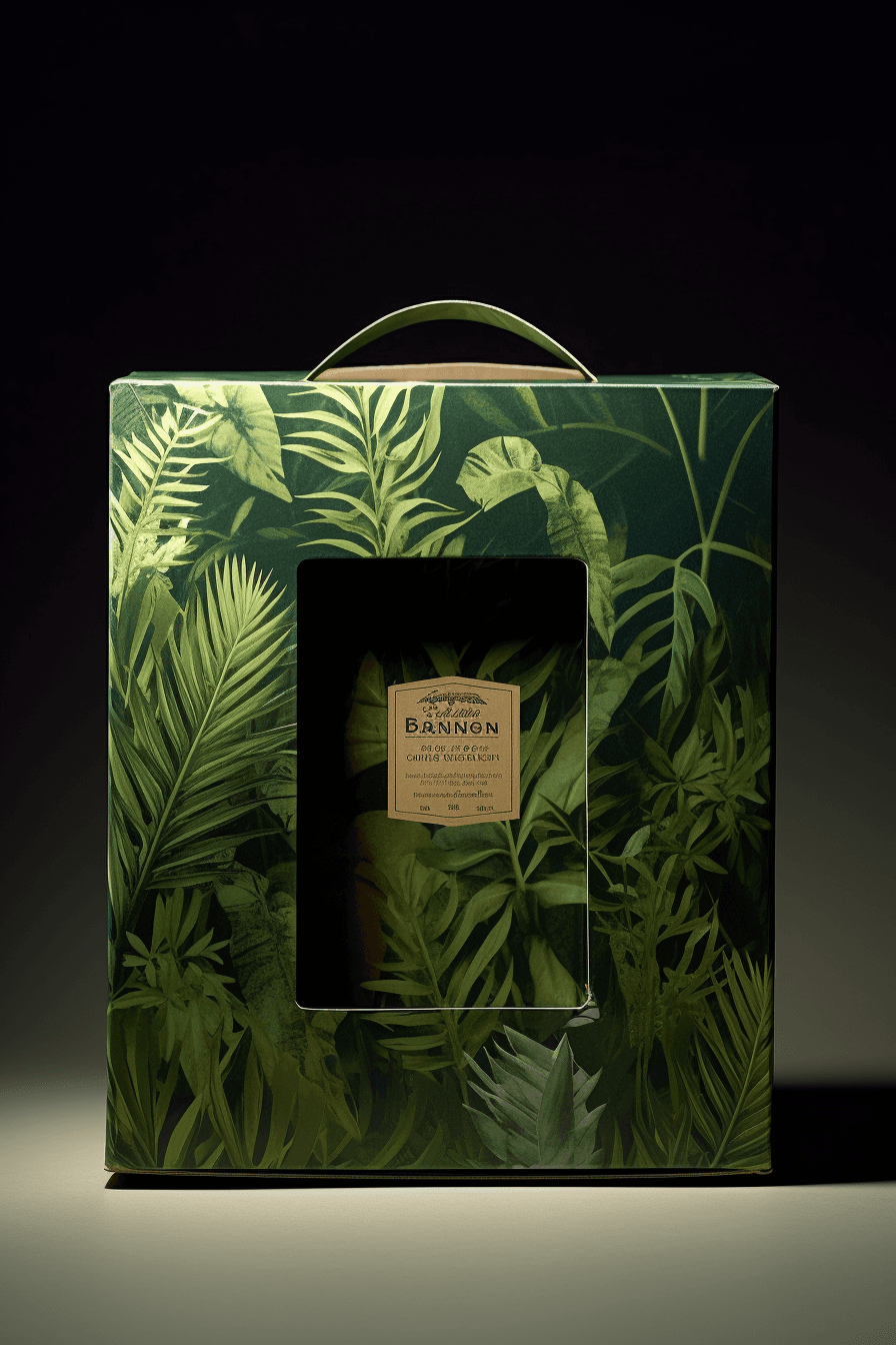 AI generated: Package design, symmetry of a cardboard box, with a eco-friendly and sustainable label design, showc...