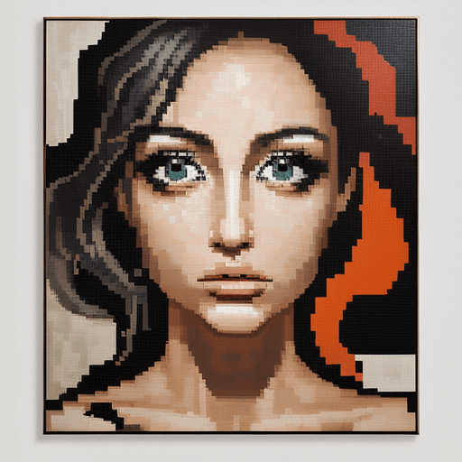 AI generated: abstract art painting of an eye, in the style of pixelated portraits, cracked, oversized portraits, ...
