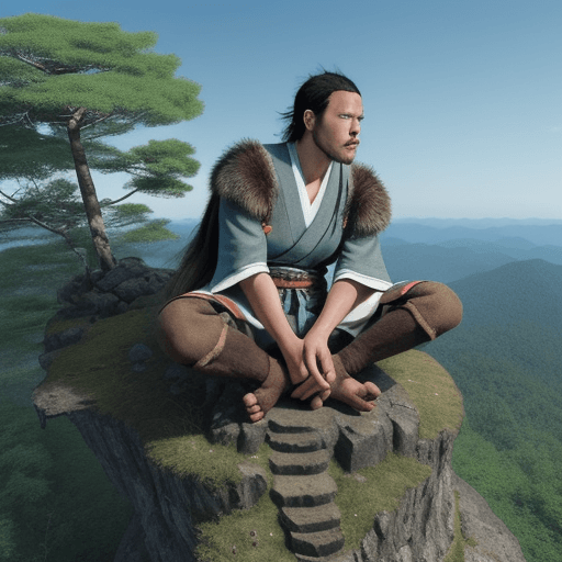AI generated: The art of Japanese drawing  On the Island of the Giants, which is located on the top of a high moun...