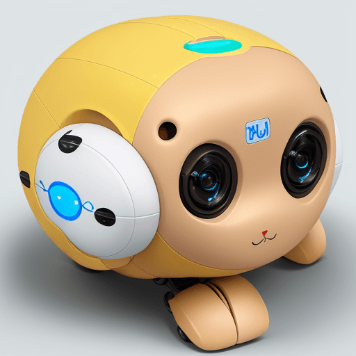 AI generated: Robozinho humanoide de lata fofinho no laboratório 