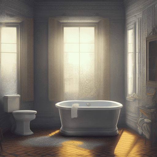 AI generated: A digital illustration , the Old apartment, bathroom, bathtub, window backlight, detailed with surre...