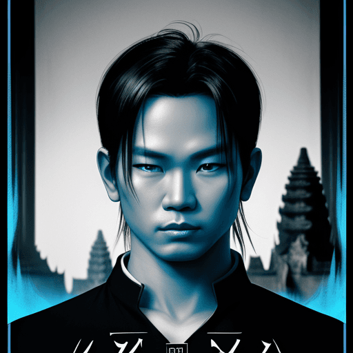 AI generated: movie poster, male character in black, white and blue, in the style of yoh nagao, light-focused --ar...