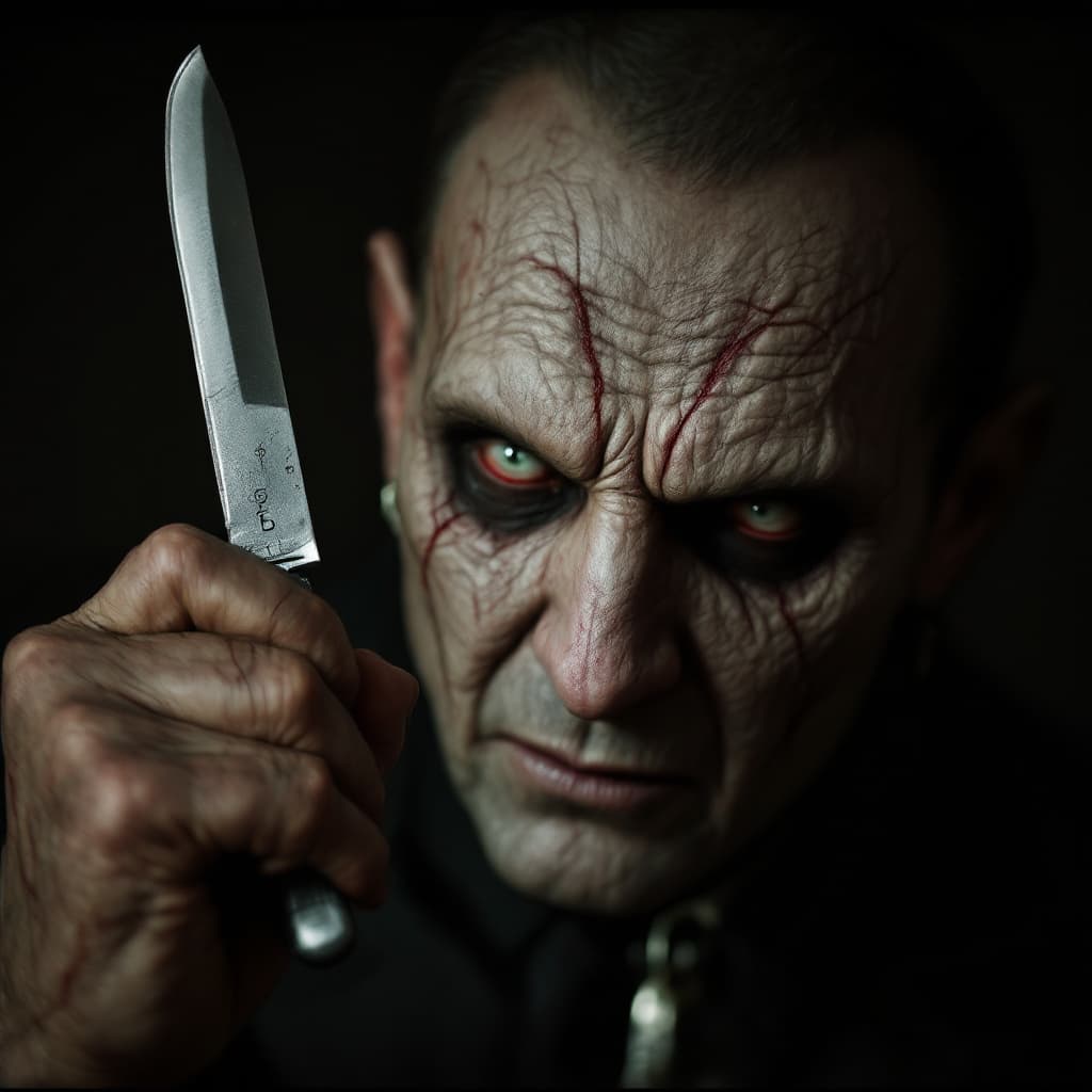 AI generated: Hannibal Lecter holding small knife, daz3d, by artificial nightmares