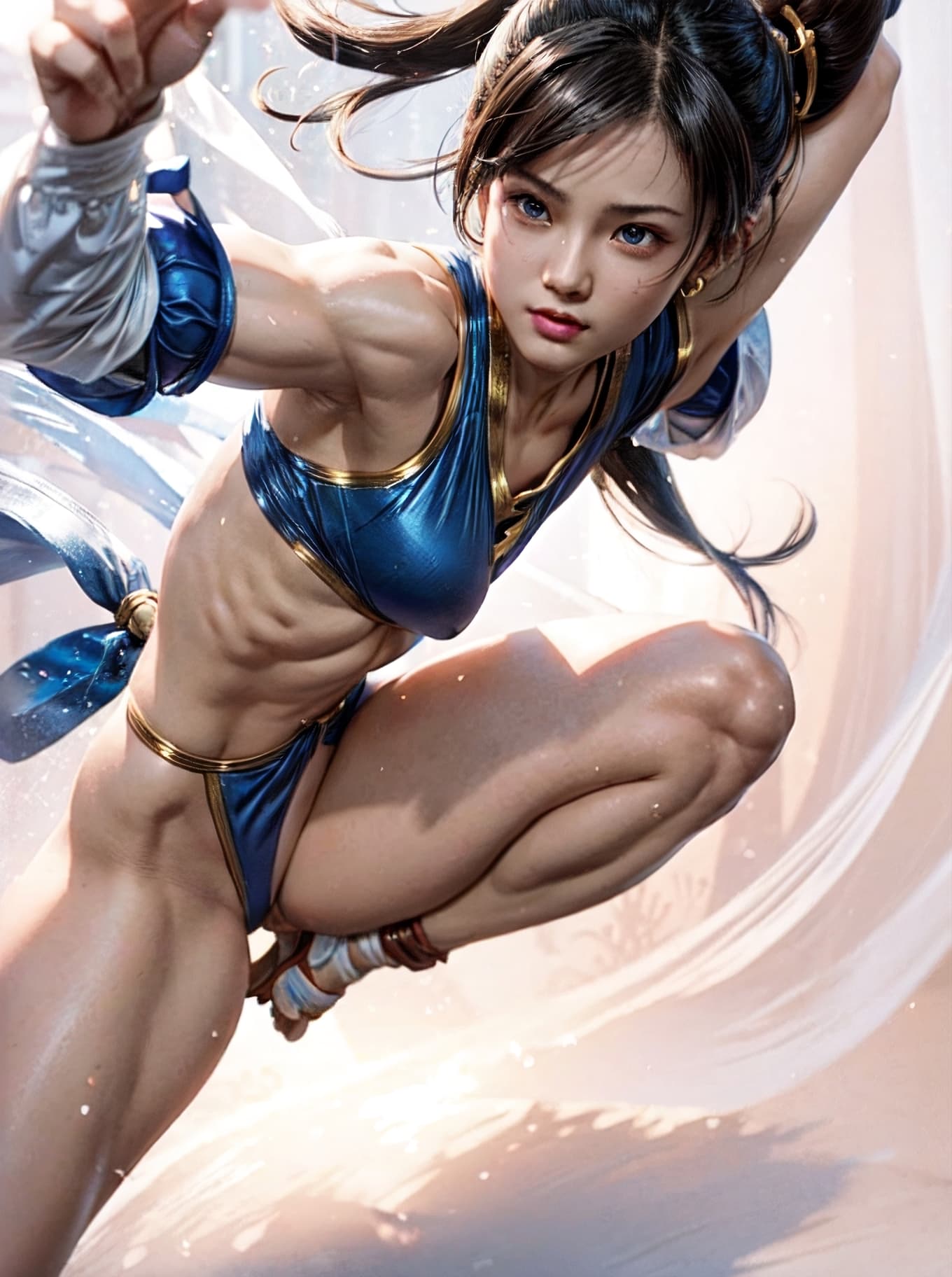 AI generated: Street Fighter, Chun-Li, detailed face by greg rutkowski and magali villanueve, beautiful eyes, tone...