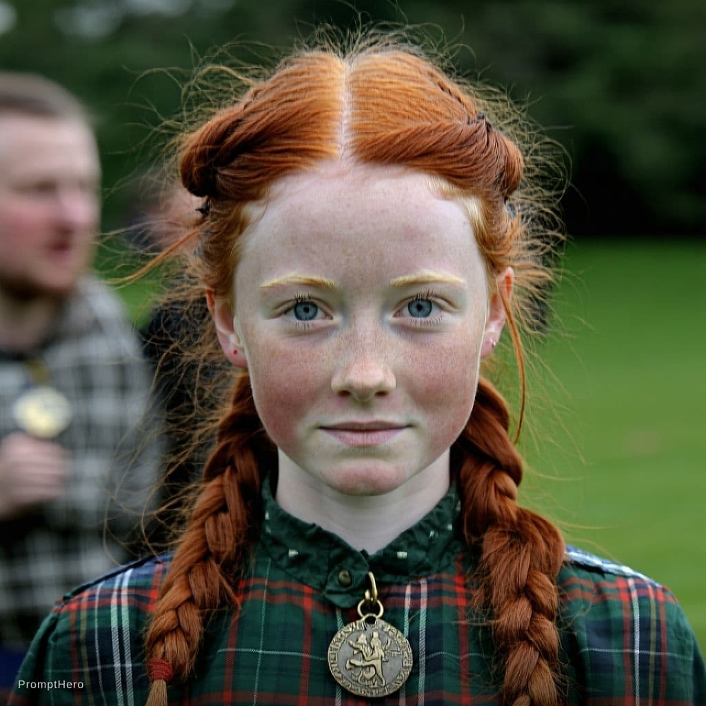 AI generated: Scottish girl facing viewer