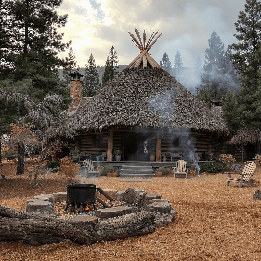 AI generated: american indian smoke lodge
