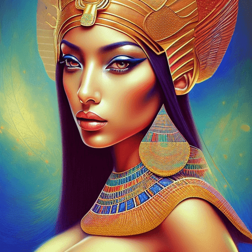AI generated: fall-inspired art, digital painting, in the style of an realistic Egyptian beautiful. Stunning woman...
