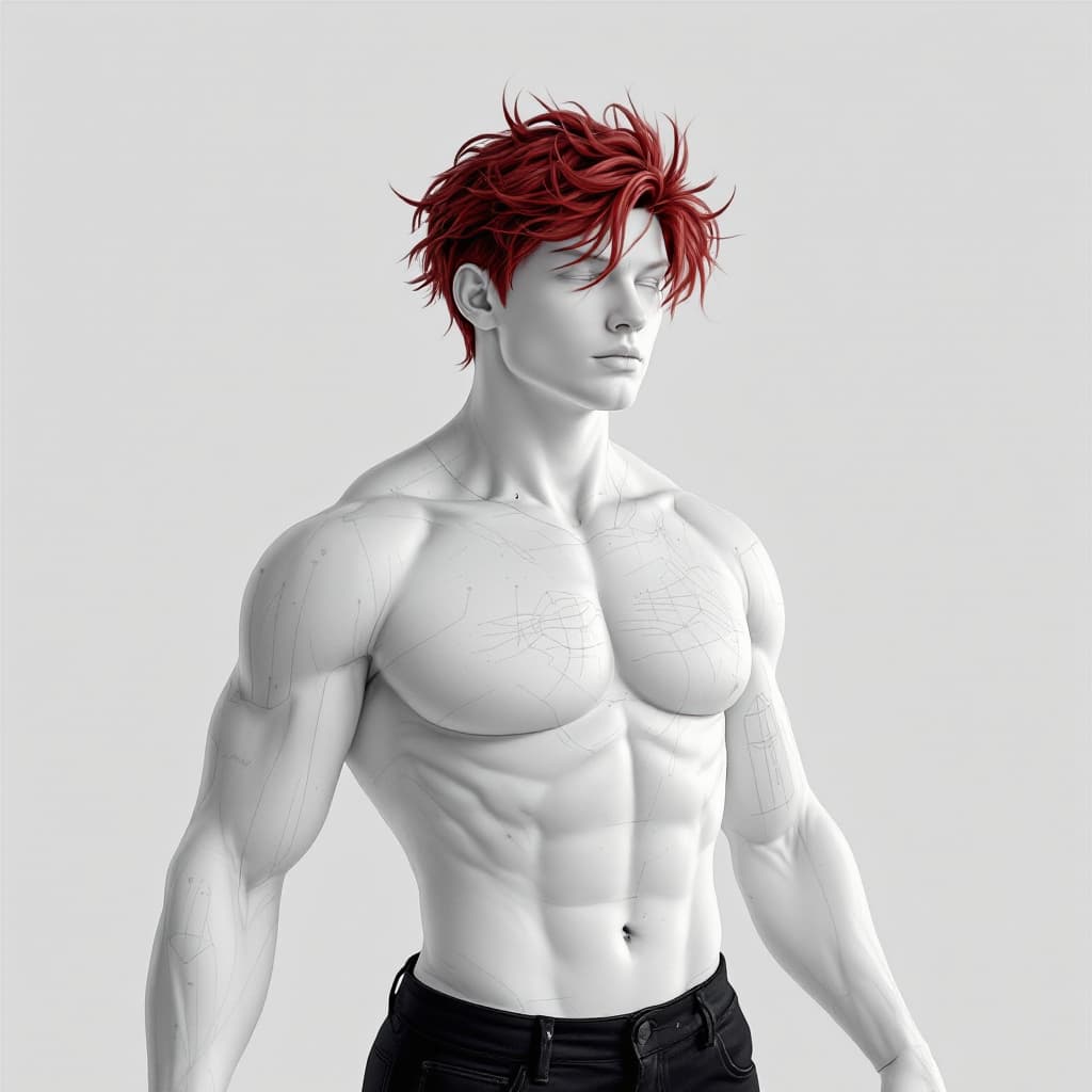 AI generated: Tayler create me this model without breast hair, create him on 20 different places.