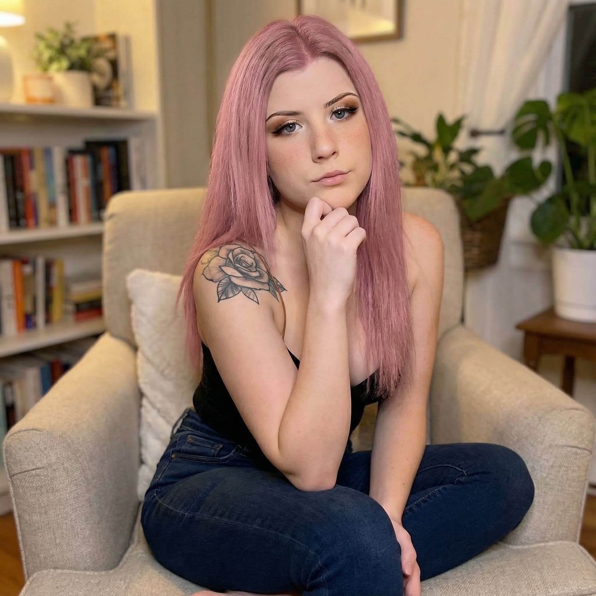 AI generated: turn into a full body photo, keep face unaltered, keep original face, don’t alter her face